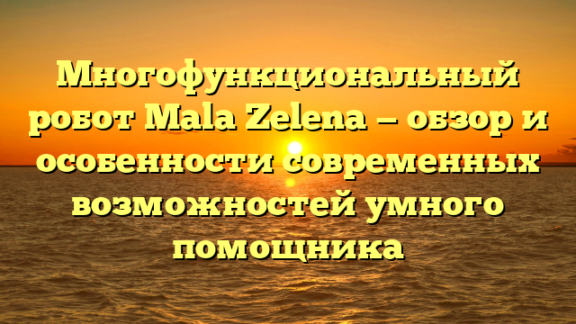 Многофункциональный робот Mala Zelena — обзор и особенности современных возможностей умного помощника