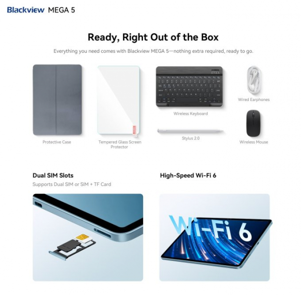 Blackview представила MEGA 5 — 12,2-дюймовый AI-планшет для продуктивной работы с комплектной клавиатурой, мышью и стилусом Blackview представила MEGA 5 — 12,2-дюймовый AI-планшет для продуктивной работы с комплектной клавиатурой, мышью и стилусом