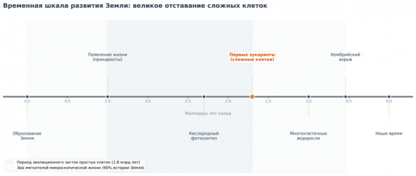 Как ищут первую сложную жизнь на Земле: почему эволюции понадобилось два миллиарда лет на одну клетку
Как ищут первую сложную жизнь на Земле: почему эволюции понадобилось два миллиарда лет на одну клетку